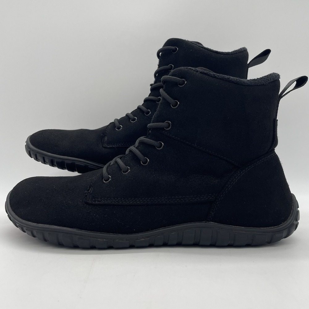 Saguaro Mens 45 US 11.5 Boots Ambition I Winter Barefoot Black Suede Fleece Line